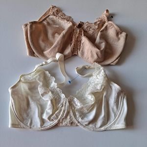 Wacaol Women's Bundle of 2 Tan & Beige Lace Underwired Bra - Size 38DD
